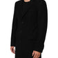 Dolce & Gabbana Black Wool Buttoned Men Trench Coat Jacket