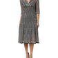 Dolce & Gabbana Black White Stripes Silk V-neck Midi Dress