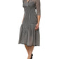 Dolce & Gabbana Black White Stripes Silk V-neck Midi Dress