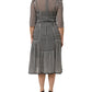 Dolce & Gabbana Black White Stripes Silk V-neck Midi Dress