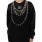 Dolce & Gabbana Black Necklace Crystal DG Logo Sweatshirt Sweater