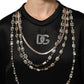 Dolce & Gabbana Black Necklace Crystal DG Logo Sweatshirt Sweater
