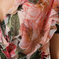 Dolce & Gabbana Pink Camellias Printed Silk V-neck Blouse Top