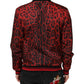 Dolce & Gabbana Red Leopard Print Full Zip Bomber Jacket