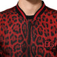 Dolce & Gabbana Red Leopard Print Full Zip Bomber Jacket