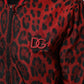 Dolce & Gabbana Red Leopard Print Full Zip Bomber Jacket