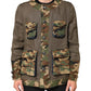 Dolce & Gabbana Brown Camouflage Linen Button Down Jacket
