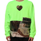 Dolce & Gabbana Green Patchwork Heart Men Sweatshirt Sweater