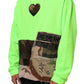 Dolce & Gabbana Green Patchwork Heart Men Sweatshirt Sweater