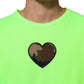 Dolce & Gabbana Green Patchwork Heart Men Sweatshirt Sweater
