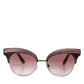 Dolce & Gabbana Black Pink Mirrored Cat Eye Sequined Sunglasses