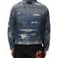 Dolce & Gabbana Blue Cotton Tattered Denim Blouson Jacket