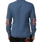 AGLINI Blue Cotton Slim Fit Collared Long Sleeve Casual Shirt
