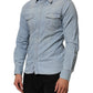 Maison Clochard Blue Denim Collared Long Sleeve Men Shirt