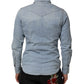 Maison Clochard Blue Denim Collared Long Sleeve Men Shirt