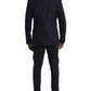 Dolce & Gabbana Blue Wool MARTINI 1 Button Men 3 Piece Suit