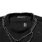 Dolce & Gabbana Black Polyester Necklace Embellished T-shirt