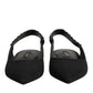 Dolce & Gabbana Black Crystal Charmeuse Slingback Shoes