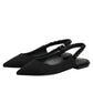 Dolce & Gabbana Black Crystal Charmeuse Slingback Shoes