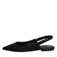 Dolce & Gabbana Black Crystal Charmeuse Slingback Shoes