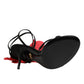 Dolce & Gabbana Black Leather Strappy Flower Heels Sandals  Shoes