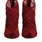 Dolce & Gabbana Red Tulle Ankle Boots Stiletto Heels Shoes
