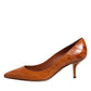 Dolce & Gabbana Brown Leather Kitten Heels Pumps Shoes