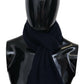 M Missoni Dark Blue Wool Unisex Neck Wrap Fringes Logo Scarf