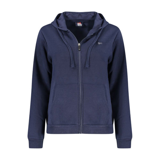 Norway 1963 Blue Cotton Women Sweatshirt with Hood and Zip