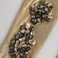 Dolce & Gabbana Beige Satin Crystal Elbow Length Mitten Gloves