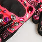 Dolce & Gabbana Black Pink Crystal Wrist Length Mitten Gloves