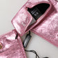 Dolce & Gabbana Pink Leather DG Logo Wrist Length Mitten Gloves