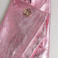 Dolce & Gabbana Pink Leather DG Logo Wrist Length Mitten Gloves