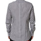 Dolce & Gabbana Black White Stripes Men GOLD Dress Shirt