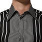 Dolce & Gabbana Black White Stripes Men MARTINI Dress Shirt