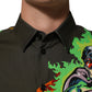 Dolce & Gabbana Green Superhero Print Button Down Shirt