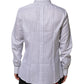 Dolce & Gabbana White Stripes Cotton Men GOLD Dress Shirt