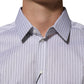 Dolce & Gabbana White Stripes Cotton Men GOLD Dress Shirt