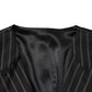Dolce & Gabbana Black Stripes Wool Dress Men Waistcoat Vest