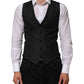 Dolce & Gabbana Black Wool Men Dress Formal Waistcoat Vest