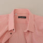 Dolce & Gabbana Red White Striped Cotton Short Sleeve Shirt