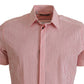 Dolce & Gabbana Red White Striped Cotton Short Sleeve Shirt
