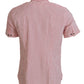 Dolce & Gabbana Red White Striped Cotton Short Sleeve Shirt