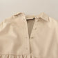 Jucca Leather Beige Long Sleeves Collared A-line Mini  Dress