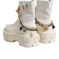 Dolce & Gabbana White Leather Rubber Logo Ankle Boots Shoes