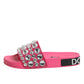 Dolce & Gabbana Pink Crystal Slides Sandals Beachwear Shoes