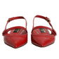 Dolce & Gabbana Red Leather Slingback Flats Sandals Shoes