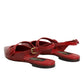 Dolce & Gabbana Red Leather Slingback Flats Sandals Shoes