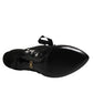 Dolce & Gabbana Black Floral High Heels LACE-UPS Pumps Shoes