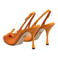 Dolce & Gabbana Orange Leather Mesh Heels Slingback  Shoes